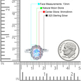 Art Deco Oval Natural Stone Flower Ring