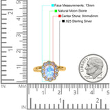 Art Deco Oval Natural Stone Flower Ring