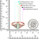 Oval Natural Stone Leaf Design Beaded Ring