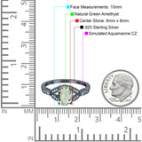 Oval Natural Stone Leaf Design Wedding Ring
