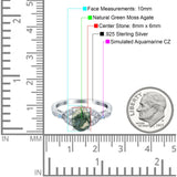 Oval Natural Stone Leaf Design Wedding Ring