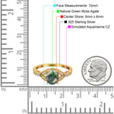 Oval Natural Stone Leaf Design Wedding Ring