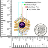 Three Piece Round Natural Stone Cocktail Ring