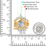 Three Piece Round Natural Stone Cocktail Ring