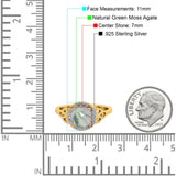 Art Deco Round Natural Stone Triquetra Ring