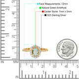 Oval Natural Stone Floral Halo Ring