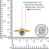 Oval Natural Stone Floral Halo Ring