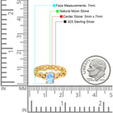 Oval Natural Stone Braided Solitaire Ring