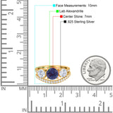 Two Piece Round Natural Stone Trio Ring