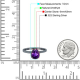 Pear Teardrop Natural Stone Solitaire Ring