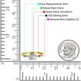 Minimalist Round Natural Stone Art Deco Ring