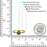 Minimalist Round Natural Stone Art Deco Ring