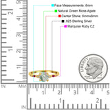 Minimalist Round Natural Stone Art Deco Ring