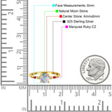 Minimalist Round Natural Stone Art Deco Ring