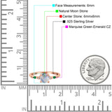 Minimalist Round Natural Stone Art Deco Ring