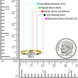 Minimalist Round Natural Stone Art Deco Ring