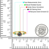 Minimalist Round Natural Stone Art Deco Ring