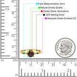 Minimalist Round Natural Stone Art Deco Ring