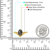 Oval Natural Stone V Midi Band Solitaire Ring