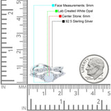 Two Piece Vintage Style Art Deco Engagement Bridal Set Ring Round Lab Created White Opal 925 Sterling Silver