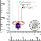 Pear Teardrop Natural Stone Halo Ring