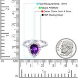 Pear Teardrop Natural Stone Halo Ring