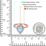 Pear Teardrop Natural Stone Halo Ring