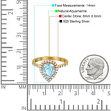 Pear Teardrop Natural Stone Halo Ring