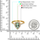 Pear Teardrop Natural Stone Halo Ring