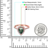 Pear Teardrop Natural Stone Halo Ring