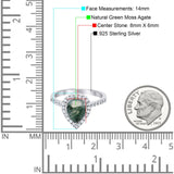 Pear Teardrop Natural Stone Halo Ring