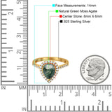 Pear Teardrop Natural Stone Halo Ring