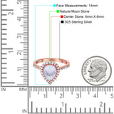 Pear Teardrop Natural Stone Halo Ring