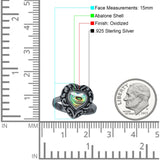 Oxidized Heart Abalone Shell Filigree Ring