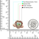 Oxidized Heart Abalone Shell Filigree Ring
