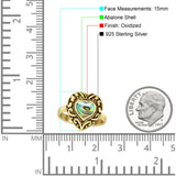 Oxidized Heart Abalone Shell Filigree Ring