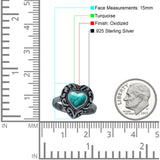 Oxidized Heart Turquoise Filigree Ring