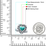 Oxidized Heart Turquoise Filigree Ring