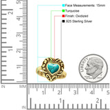 Oxidized Heart Turquoise Filigree Ring