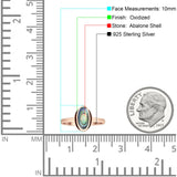 Oval 10mm Abalone Shell Oxidized Solitaire Ring 925 Sterling Silver
