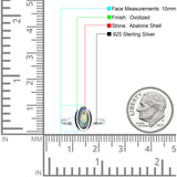 Oval 10mm Abalone Shell Oxidized Solitaire Ring 925 Sterling Silver