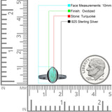 Oval 10mm Turquoise Oxidized Solitaire Ring 925 Sterling Silver