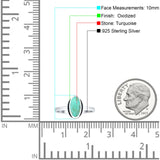 Oval 10mm Turquoise Oxidized Solitaire Ring 925 Sterling Silver