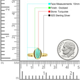 Oval 10mm Turquoise Oxidized Solitaire Ring 925 Sterling Silver