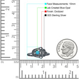 Round Lab Created Blue Opal Hamsa Hand Ring