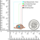 Round Lab Created Blue Opal Hamsa Hand Ring