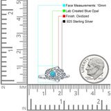 Round Lab Created Blue Opal Hamsa Hand Ring