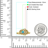 Round Lab Created Blue Opal Hamsa Hand Ring