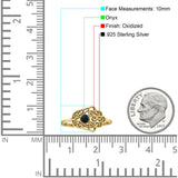 Round Black Onyx Hamsa Hand Ring