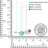 Round 10mm Turquoise Twisted Rope Feather Ring Oxidized 925 Sterling Silver